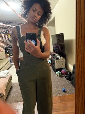 Olive Corduroy Overalls